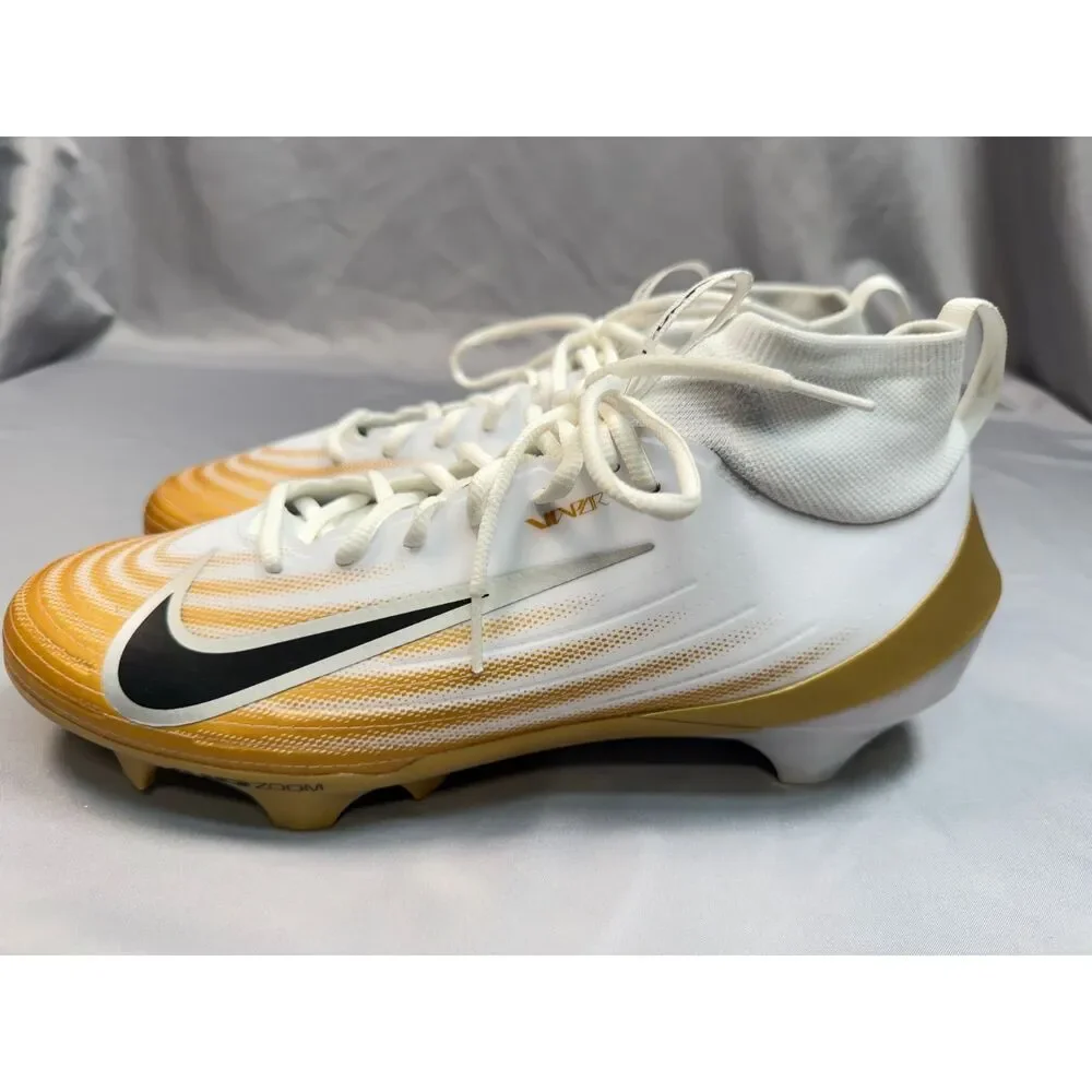 Nike Air Zoom Vapor Pro 1 White Metallic Gold Football Cleats NWOB FB3298-103 11